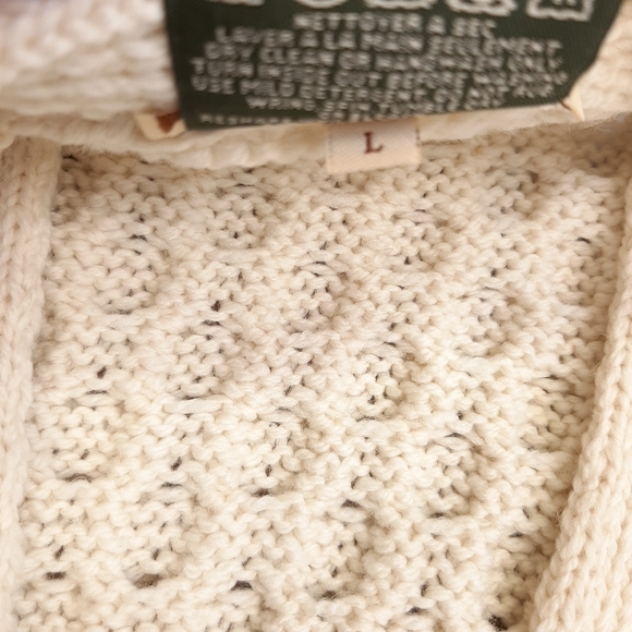 Vintage Celtic & Co Men's Irish Cream Cable Aran Merino Wool Cardigan Size Large - Picture 9 of 12